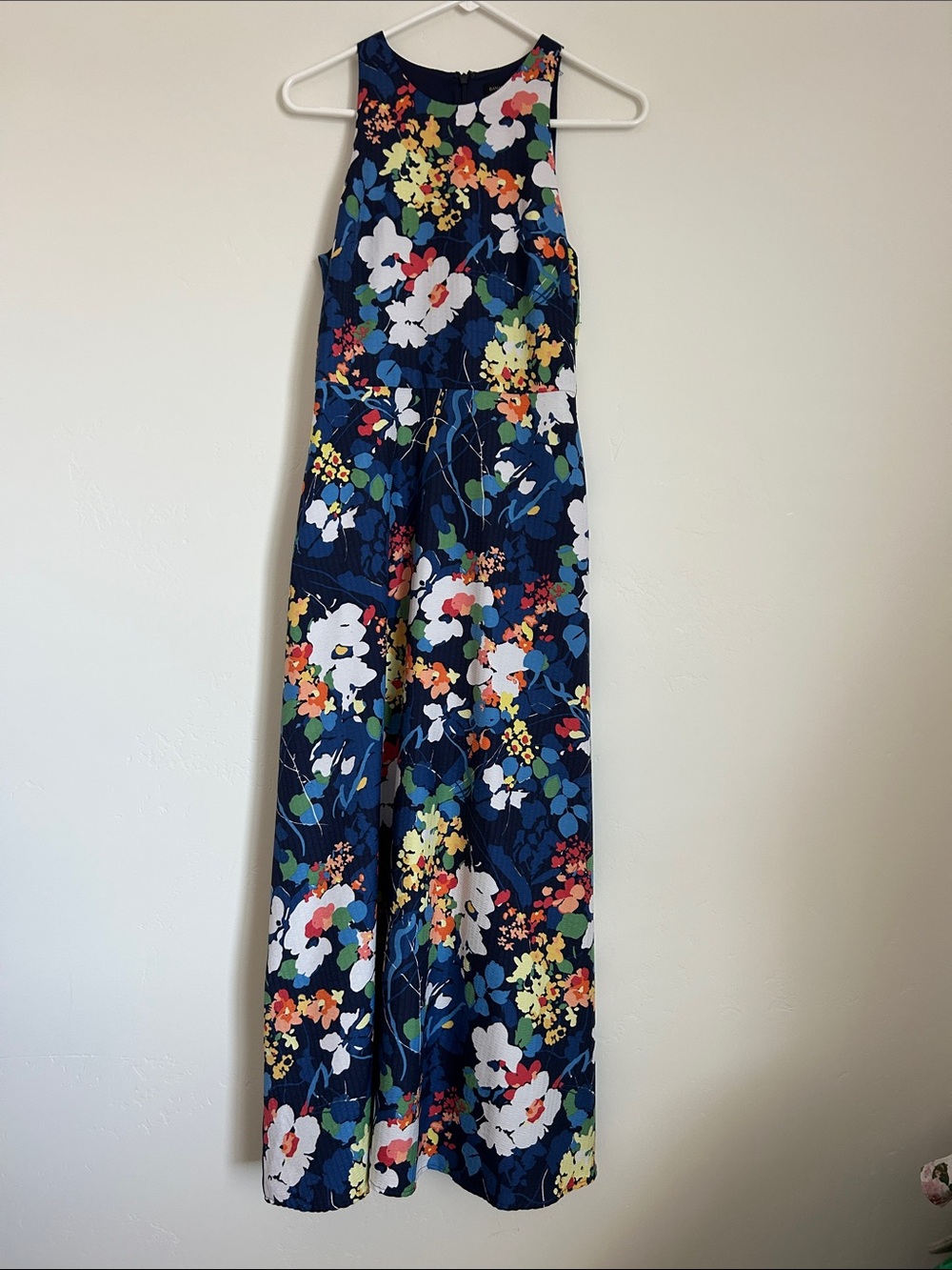 Navy Floral A-Line Maxi Skirt